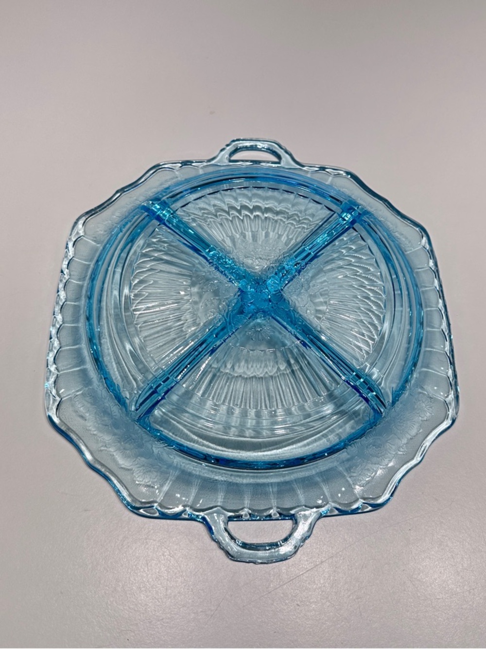 Vintage Anchor Hocking Depression Ware Mayfair Open Rose Four Part Relish Dish - Picture 2 of 6